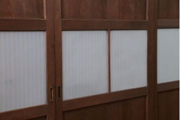 古民具・骨董 上質なガラス入り格子帯戸　4枚セット　(引き戸、ガラス帯戸)