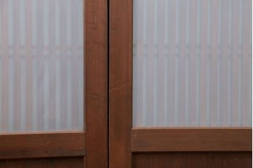 古民具・骨董 上質なガラス入り格子帯戸　4枚セット　(引き戸、ガラス帯戸)