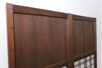 アンティーク 上品な格子入りガラス帯戸　2枚セット(建具、引き戸)