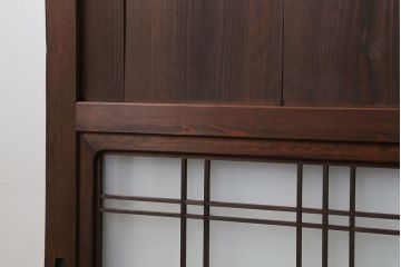 アンティーク 上品な格子入りガラス帯戸　2枚セット(建具、引き戸)