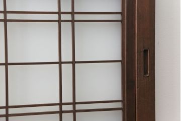 アンティーク 上品な格子入りガラス帯戸　2枚セット(建具、引き戸)