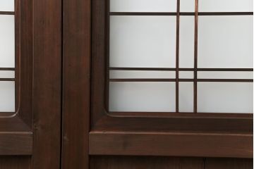 アンティーク 上品な格子入りガラス帯戸　2枚セット(建具、引き戸)