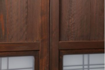 アンティーク 上品な格子入りガラス帯戸　2枚セット(建具、引き戸)