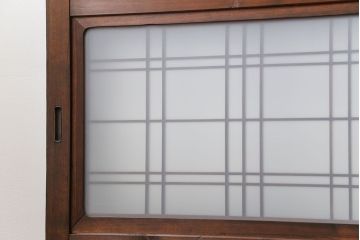 アンティーク 上品な格子入りガラス帯戸　2枚セット(建具、引き戸)