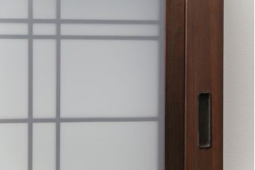 アンティーク 上品な格子入りガラス帯戸　2枚セット(建具、引き戸)