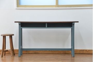 アンティーク家具　アンティーク ペイント仕上げ　横長作業台(6)　(机、在宅ワーク、在宅用デスク、作業台)