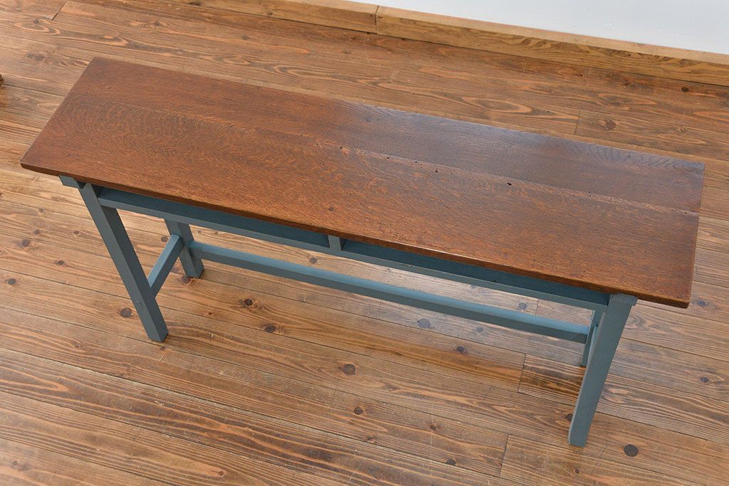 アンティーク家具　アンティーク ペイント仕上げ　横長作業台(6)　(机、在宅ワーク、在宅用デスク、作業台)