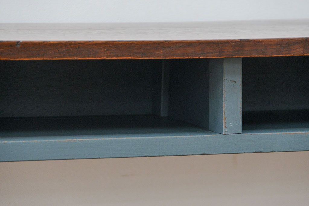 アンティーク家具　アンティーク ペイント仕上げ　横長作業台(6)　(机、在宅ワーク、在宅用デスク、作業台)