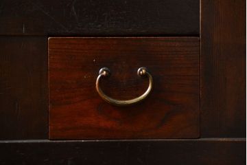 アンティーク家具　古民具・骨董 上品な結霜ガラス　4尺水屋箪笥　(食器棚、キャビネット)