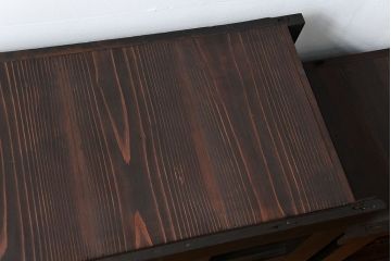 アンティーク家具　古民具・骨董 上品な結霜ガラス　4尺水屋箪笥　(食器棚、キャビネット)