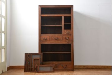 アンティーク家具　古民具・骨董 作りの良い　上品な3尺水屋箪笥　(食器棚、キャビネット)