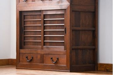 アンティーク家具　古民具・骨董 作りの良い　上品な3尺水屋箪笥　(食器棚、キャビネット)