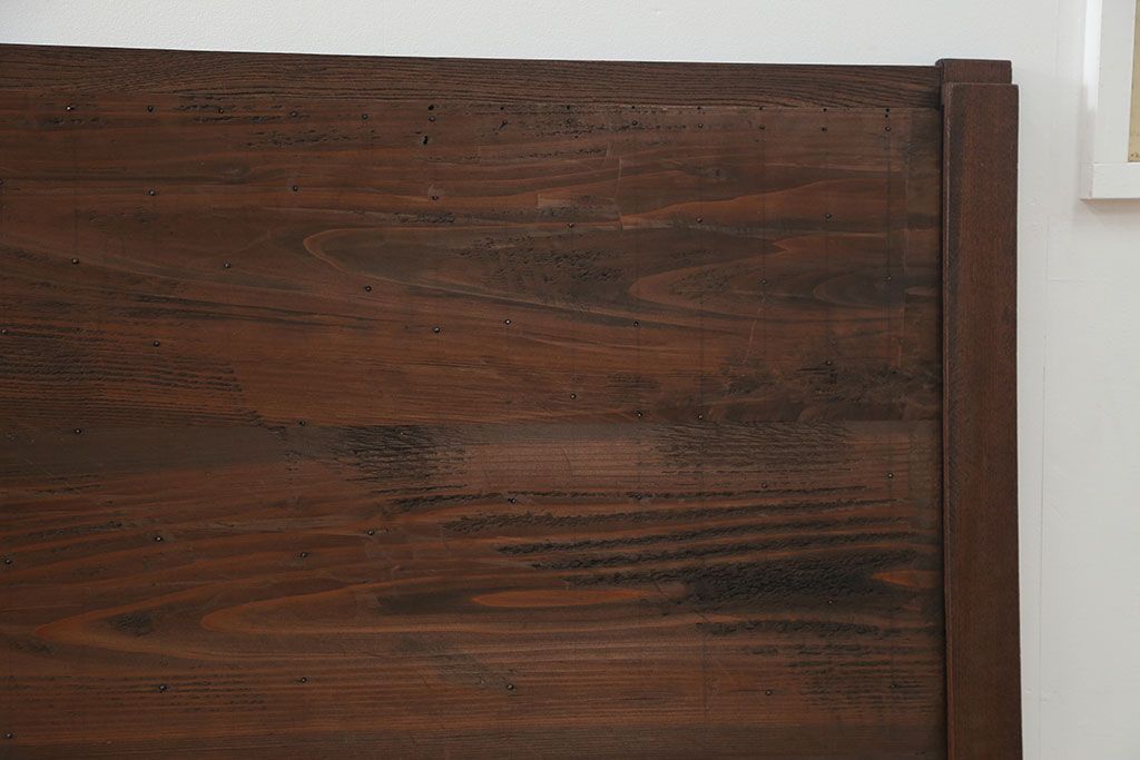 古民具・骨董　欅枠、欅桟の上質な格子板戸　2枚セット(1)(格子戸)