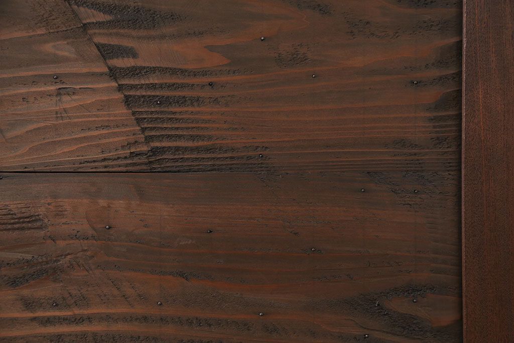 古民具・骨董　欅枠、欅桟の上質な格子板戸　2枚セット(1)(格子戸)