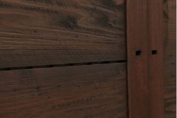 古民具・骨董　欅枠、欅桟の上質な格子板戸　2枚セット(1)(格子戸)