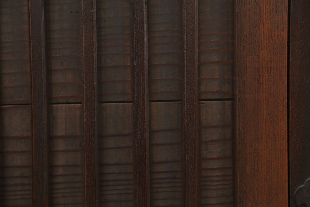 古民具・骨董　欅枠、欅桟の上質な格子板戸　2枚セット(3)