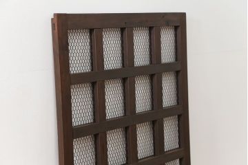 古民具・骨董 小さな金網付き格子窓　1枚(1)(格子戸、引き戸)