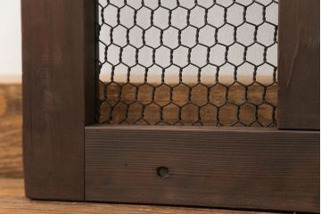 古民具・骨董 小さな金網付き格子窓　1枚(1)(格子戸、引き戸)