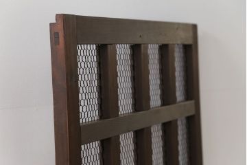 古民具・骨董 小さな金網付き格子窓　1枚(1)(格子戸、引き戸)