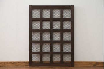 古民具・骨董 小さな金網付き格子窓　1枚(2)(格子戸、引き戸)