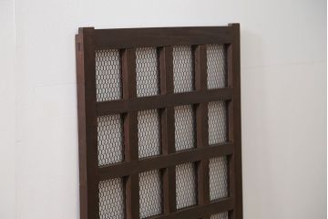 古民具・骨董 小さな金網付き格子窓　1枚(2)(格子戸、引き戸)