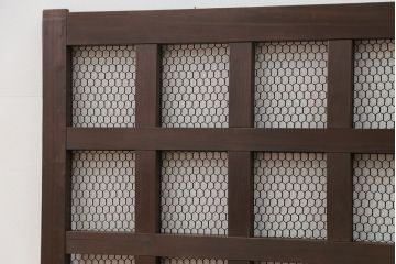 古民具・骨董 小さな金網付き格子窓　1枚(2)(格子戸、引き戸)