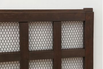 古民具・骨董 小さな金網付き格子窓　1枚(2)(格子戸、引き戸)