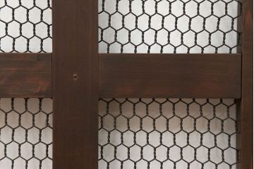 古民具・骨董 小さな金網付き格子窓　1枚(2)(格子戸、引き戸)