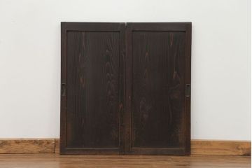 古民具・骨董 使い込まれた小さな板戸　2枚セット(引き戸、和風建具)