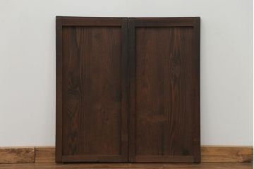 古民具・骨董 使い込まれた小さな板戸　2枚セット(引き戸、和風建具)
