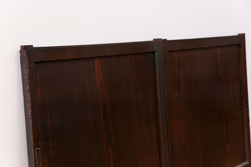 アンティーク 古い木のシンプルな板戸2枚セット(引き戸、窓)