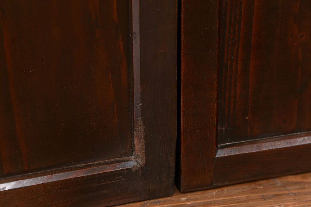 アンティーク 古い木のシンプルな板戸2枚セット(引き戸、窓)