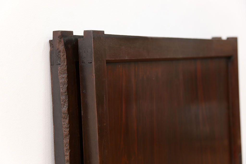 アンティーク 古い木のシンプルな板戸2枚セット(引き戸、窓)