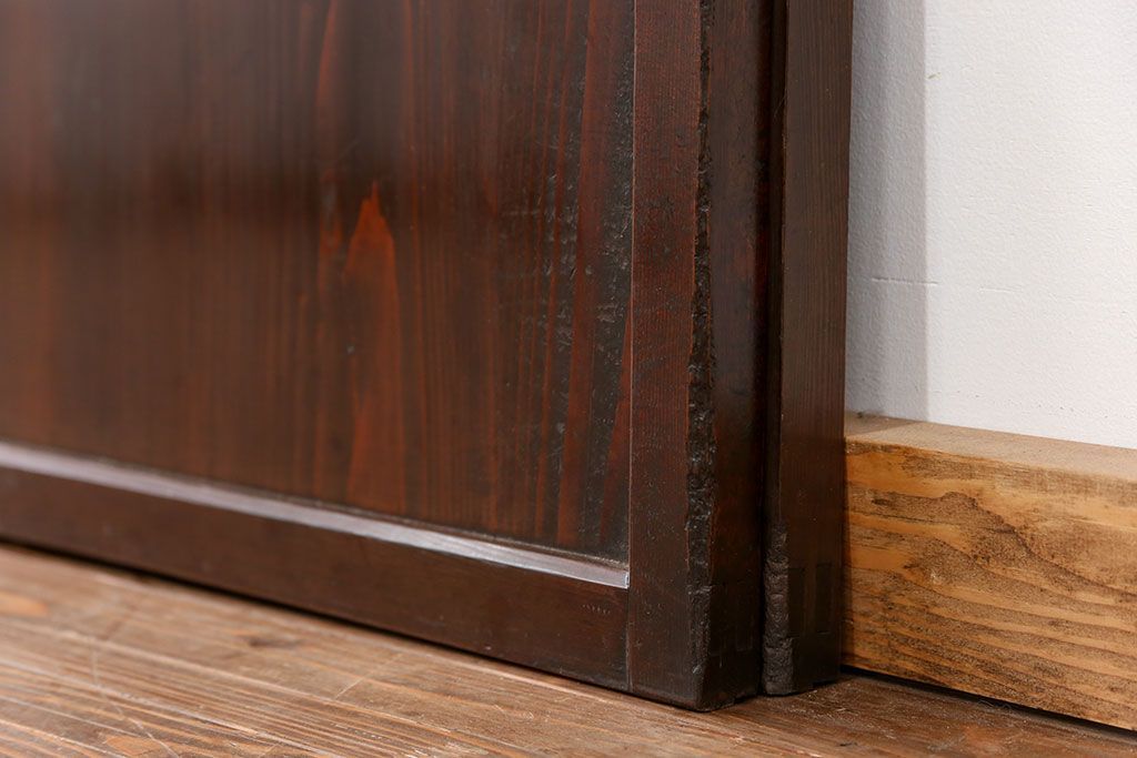 アンティーク 古い木のシンプルな板戸2枚セット(引き戸、窓)