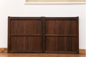 アンティーク 古い木のシンプルな板戸2枚セット(引き戸、窓)