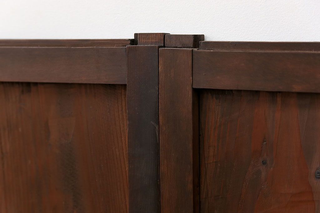 アンティーク 古い木のシンプルな板戸2枚セット(引き戸、窓)