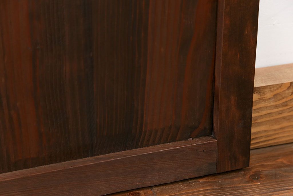 アンティーク 古い木のシンプルな板戸2枚セット(引き戸、窓)