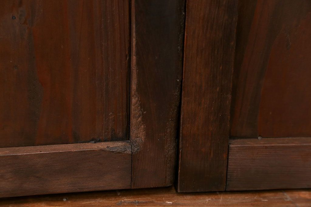 アンティーク 古い木のシンプルな板戸2枚セット(引き戸、窓)