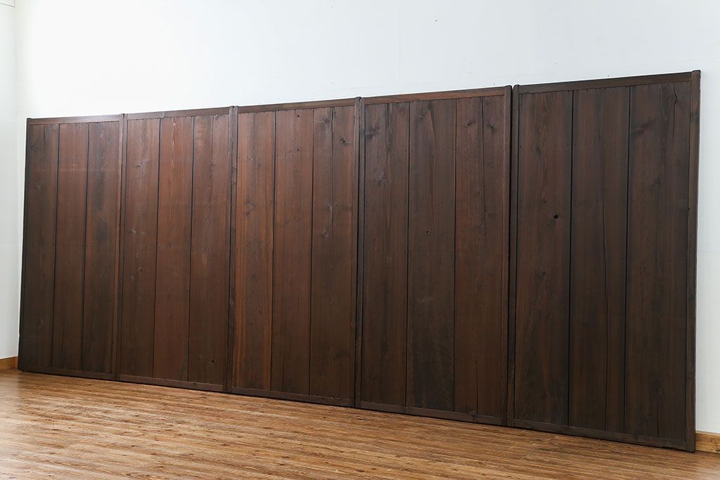 古民具・骨董 簡素な板戸5枚セット　(引き戸)