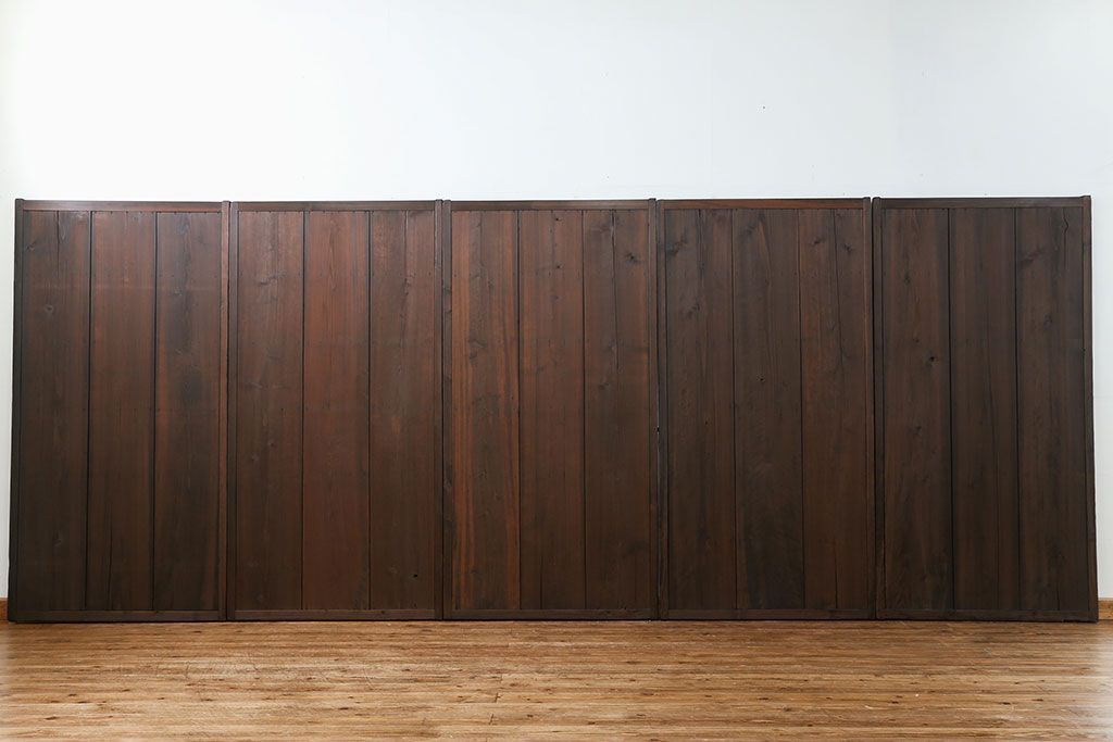 古民具・骨董 簡素な板戸5枚セット　(引き戸)