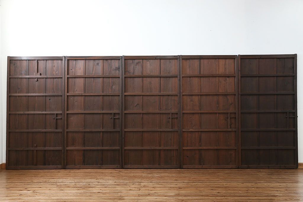 古民具・骨董 簡素な板戸5枚セット　(引き戸)