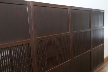 古民具・骨董 上質で雰囲気の良い格子帯戸　4枚セット(裏障子付き)