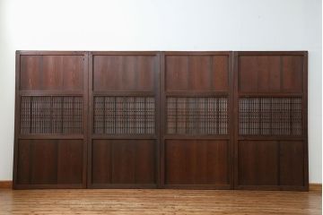 古民具・骨董 上質で雰囲気の良い格子帯戸　4枚セット(裏障子付き)