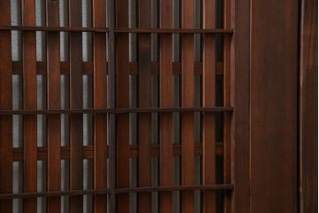 古民具・骨董 上質で雰囲気の良い格子帯戸　4枚セット(裏障子付き)