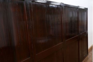 古民具・骨董 囲炉裏でいぶされた　つやのある帯戸　4枚セット　(引き戸、古民家)