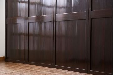 古民具・骨董 囲炉裏でいぶされた　つやのある帯戸　4枚セット　(引き戸、古民家)