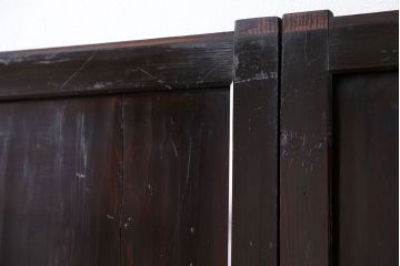 古民具・骨董 囲炉裏でいぶされた　つやのある帯戸　4枚セット　(引き戸、古民家)