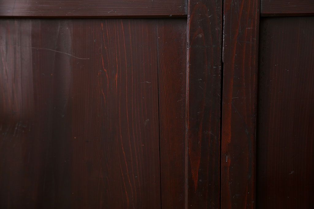 古民具・骨董 囲炉裏でいぶされた　つやのある帯戸　4枚セット　(引き戸、古民家)