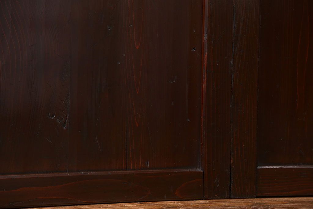 古民具・骨董 囲炉裏でいぶされた　つやのある帯戸　4枚セット　(引き戸、古民家)