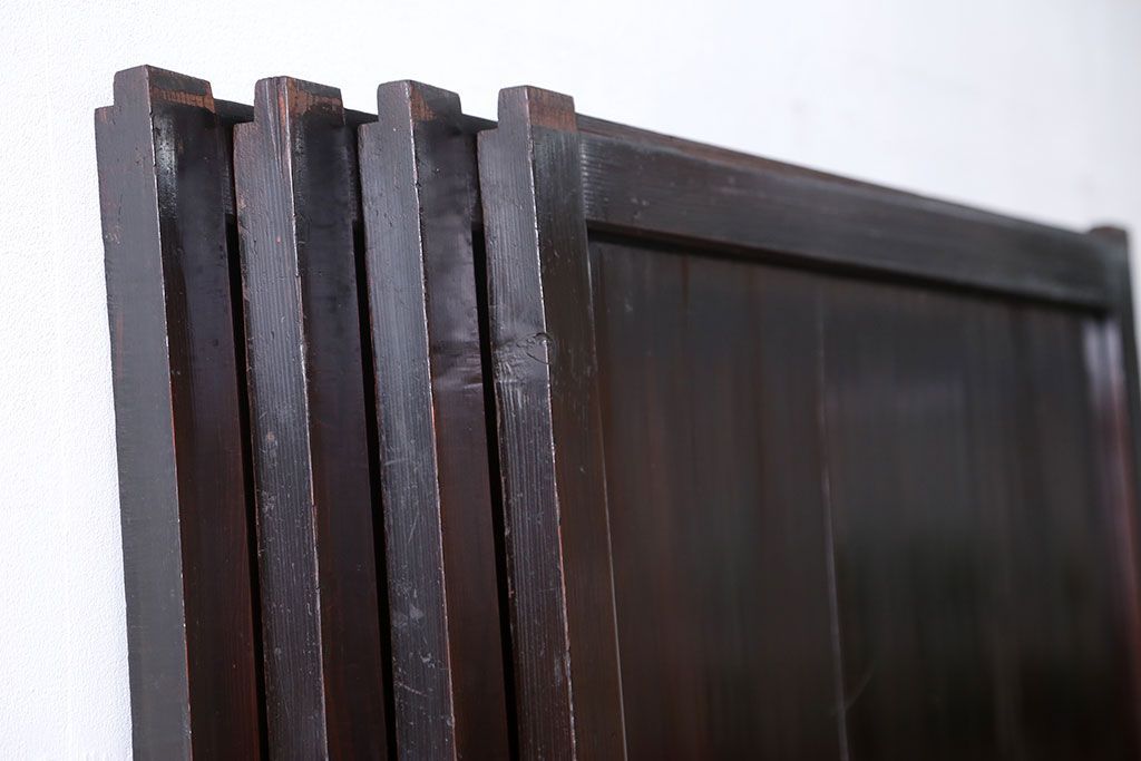 古民具・骨董 囲炉裏でいぶされた　つやのある帯戸　4枚セット　(引き戸、古民家)